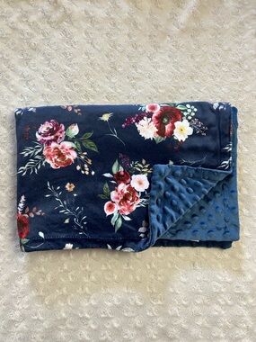 Boritar Blue Floral Baby Blanket Minky Dot Security Lovey Pink Flowers